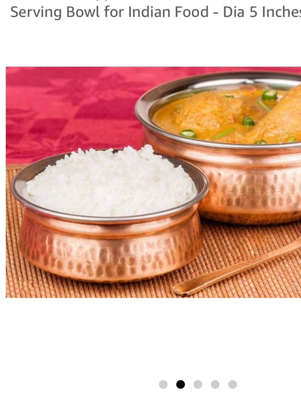 Indian Hammered Copper Stainless Steel Double Wall Serving Bowls set of 6
